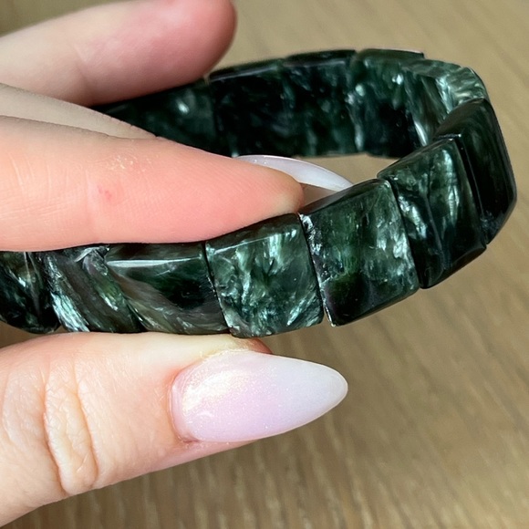 Seraphinite bracelet high shine AA high quality stretchy Gemstone